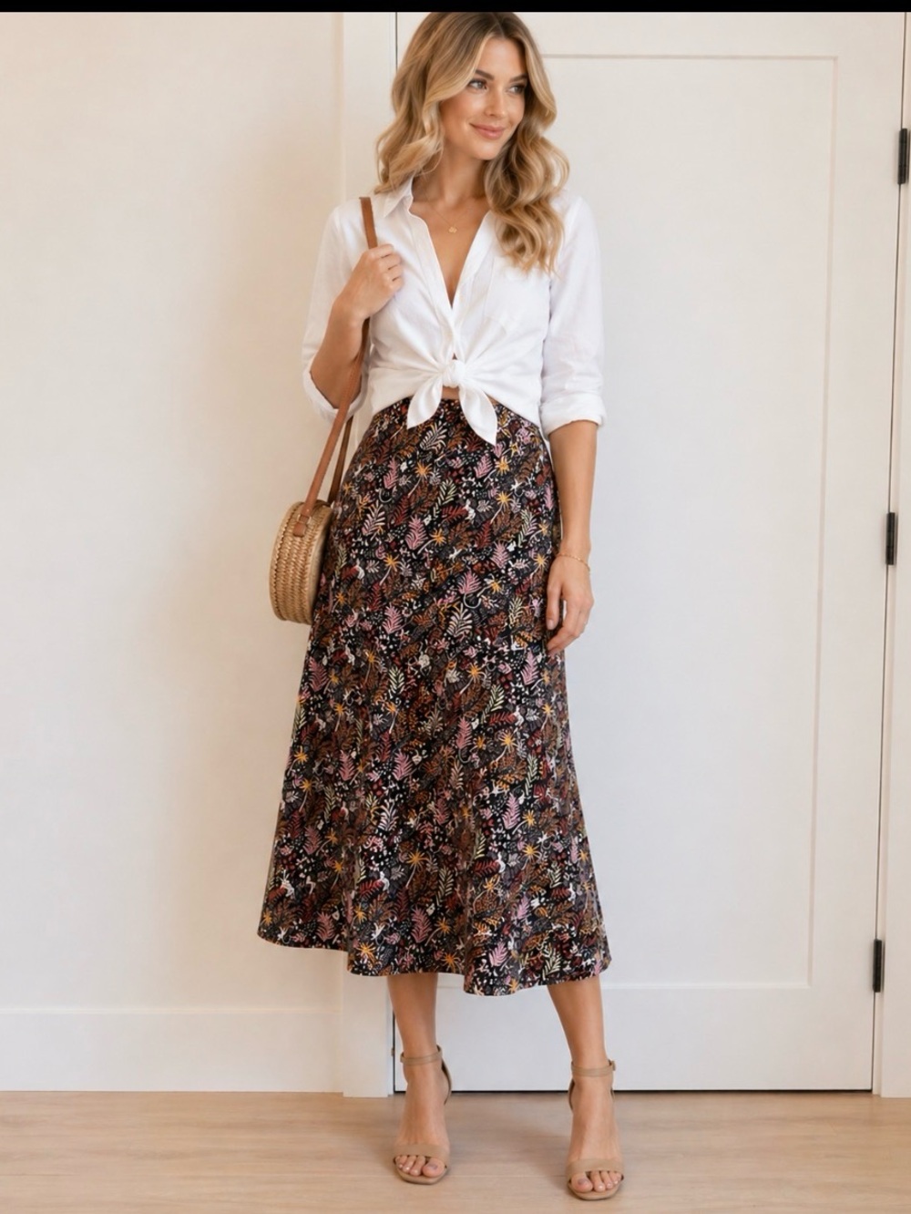 LOFT pull silk skirt, size M